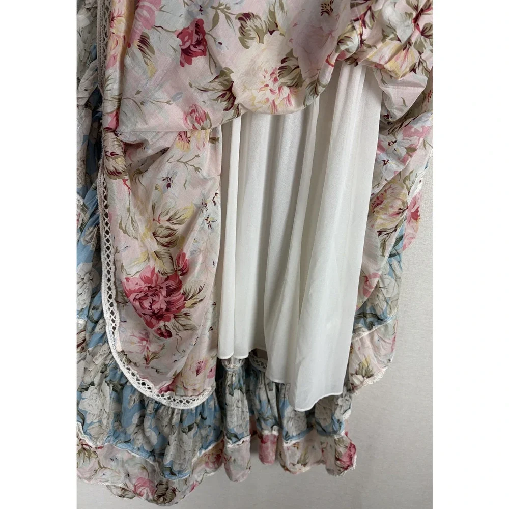 Zimmermann/Anthropologie Meadowsweet Maxi Dress Pastel Floral W s Sz 2 Silk/Ctn - Picture 9 of 13